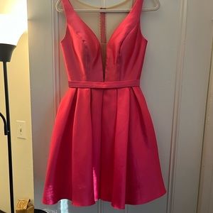 Sherri Hill Deep-V Fuschia Cocktail Dress
